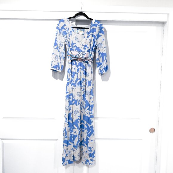 Anthropologie Maeve Belted Kimona Floral Maxi Dress Size 2 - Picture 2 of 10